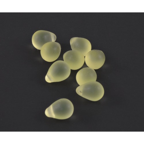 Goutte de verre 8X6mm  jaune opal transparent*